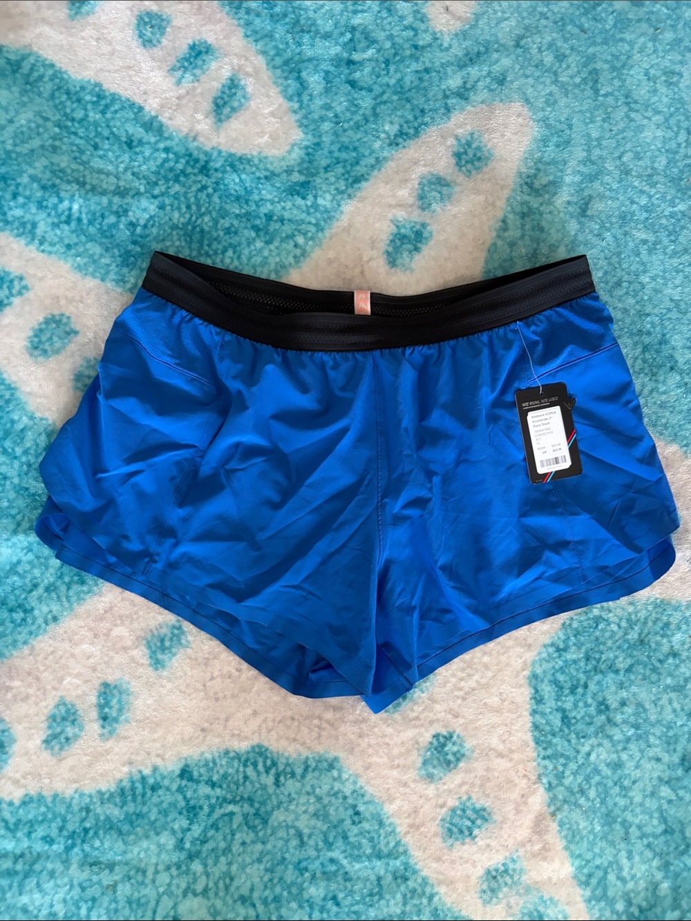 Athleta Electric Blue Athletic Shorts with Black Waistband